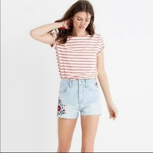 Madewell embroidered denim shorts